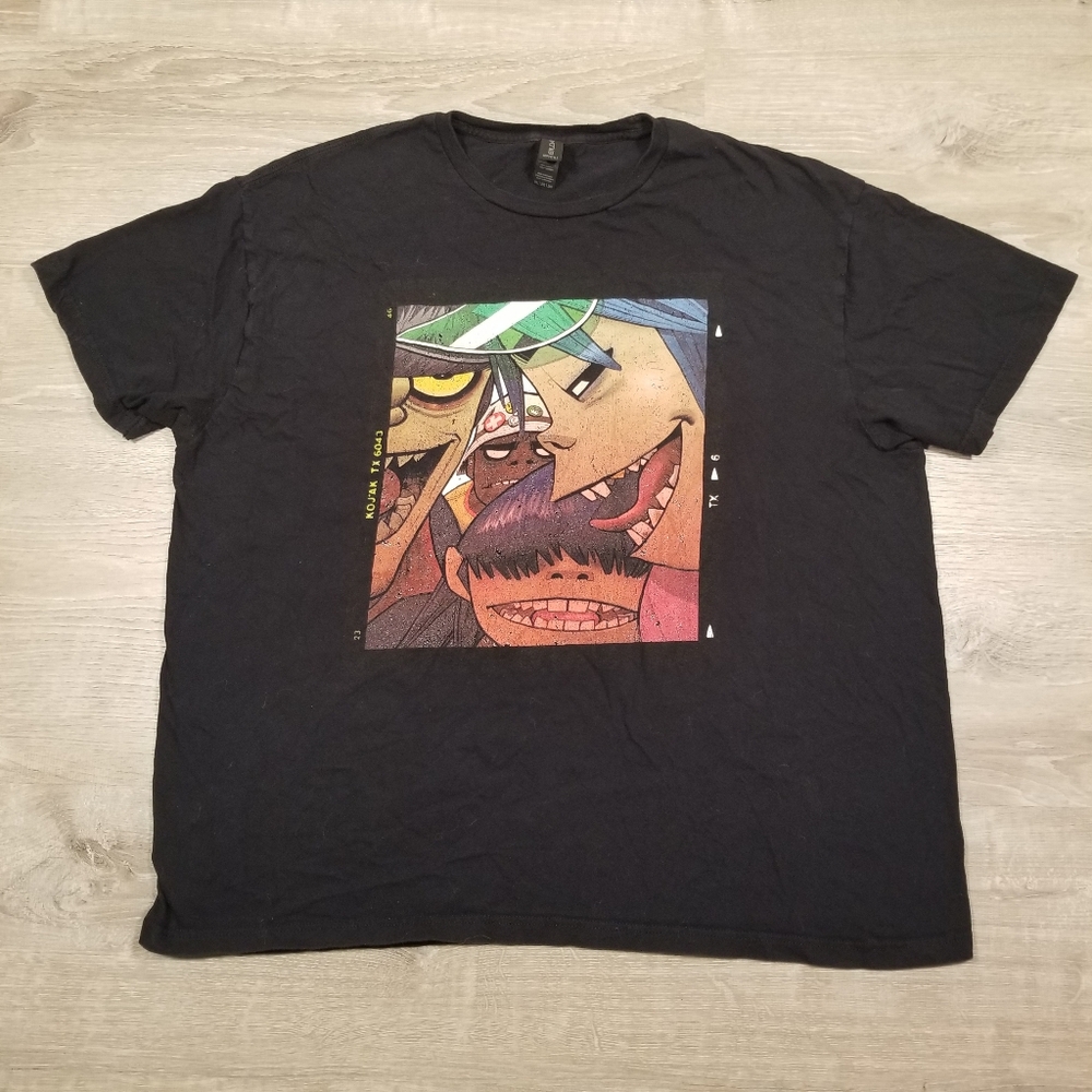 Gorillaz Band T-Shirt Mens Size XXL Graphic Print Polaroid Slide Hip Hop Black